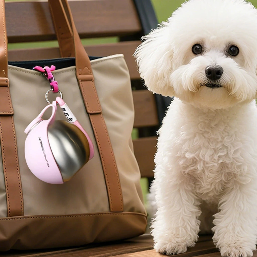 Pet Water Bottle 304 Stainless Steel Collapsible Ball Shaped Drinking Device Portable Dog Bowl  For Small Dogs Outdoor Portable