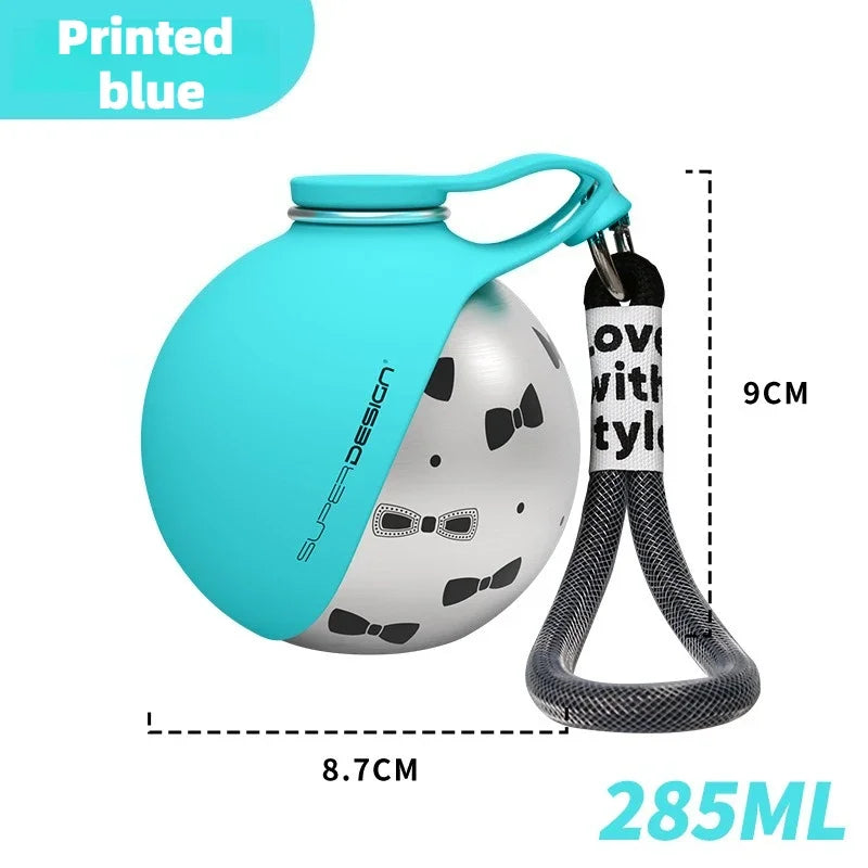 Pet Water Bottle 304 Stainless Steel Collapsible Ball Shaped Drinking Device Portable Dog Bowl  For Small Dogs Outdoor Portable